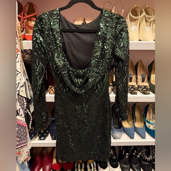Elegant Green and Black Sequin Dress- Small - Picture 6 of 14